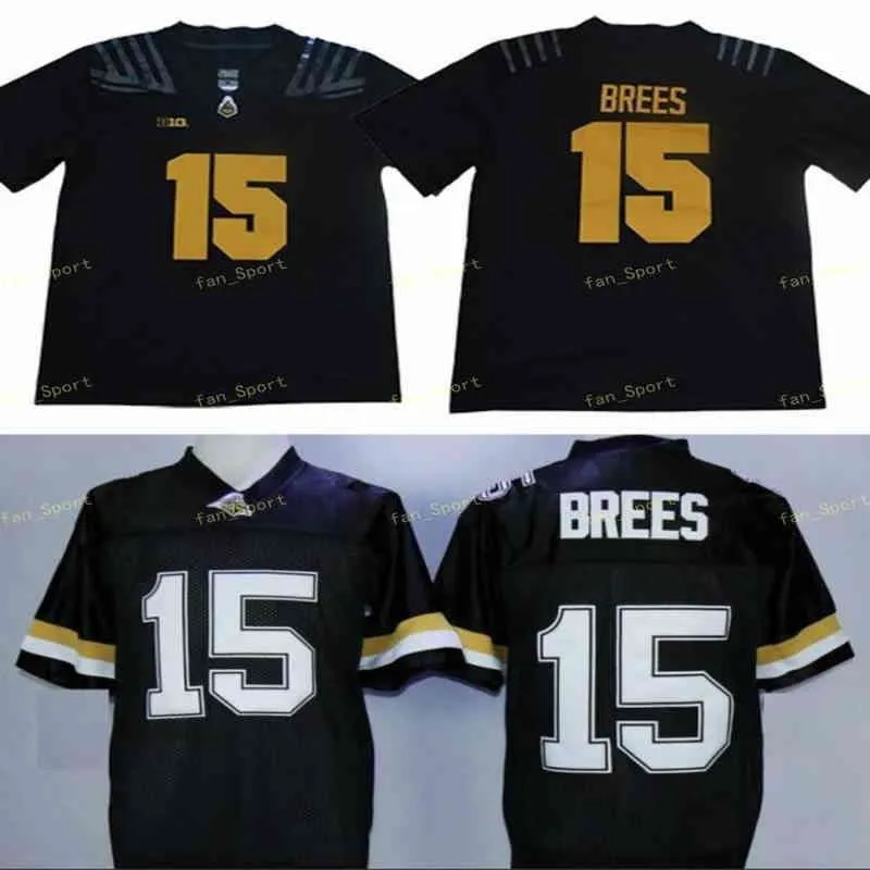 Purdue Boilermakers Drew Brees College Maillots de Football # 15 Drew Brees Domicile Noir Football