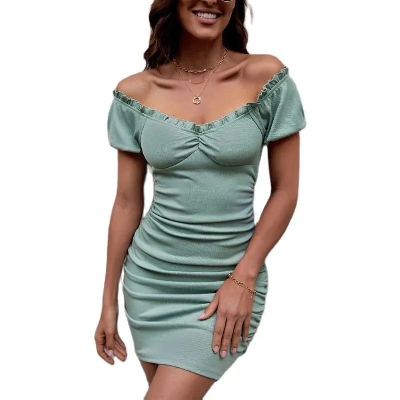 Vestidos de festa Casual Roupes de estilo de estilos de praia Putres de mangas de quadril plissadas enrugadas saias curtas de luxo de luxo elegantes vestidos de vestes