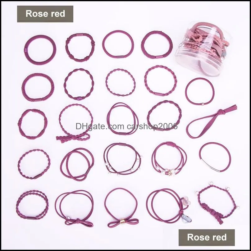 24pcs/box simple hair rope hairband ladies colorful hair rubber band hoop elastic string hair accessories wholesale free shipping
