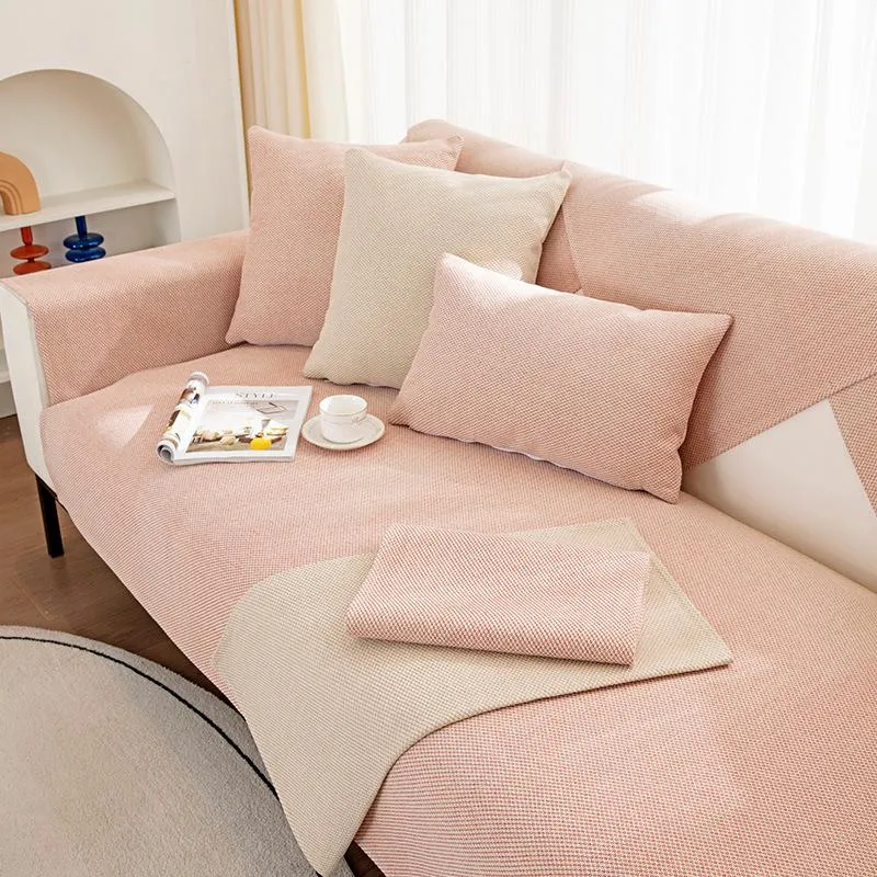 Cushion/Decorative Pillow Flax Solid Sofa Cushion Cover Four Season Universal Couch Slipcover Towel Seat Anti-slip Cloth Living Room DecorCu