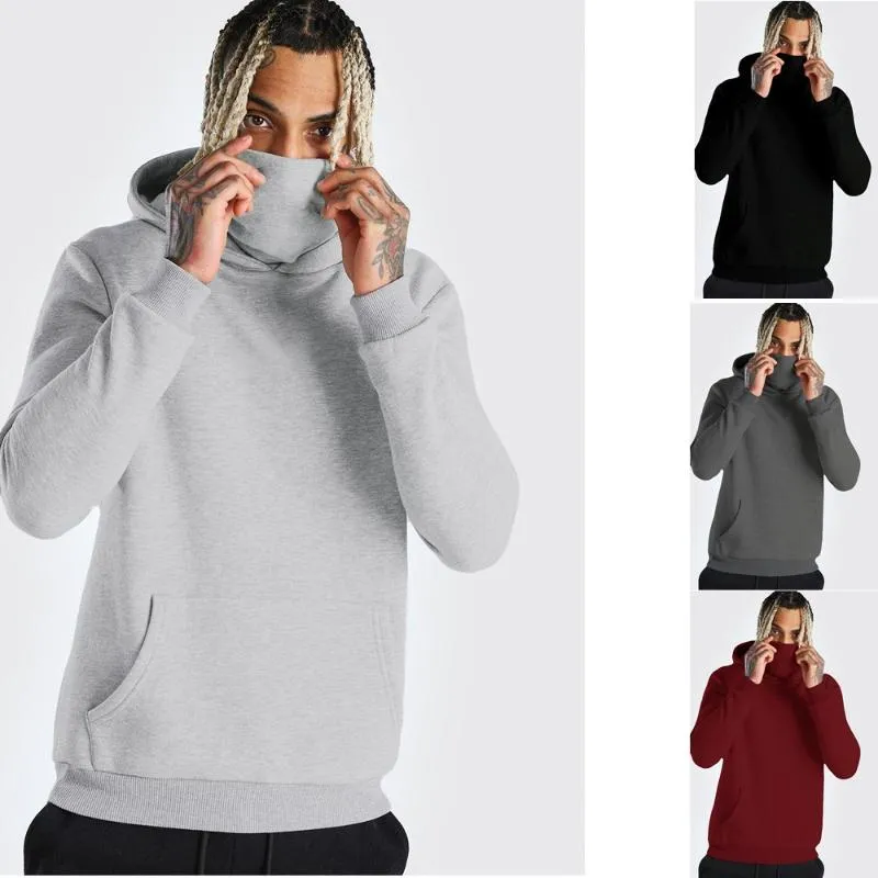 Sweats à capuche pour hommes Sweats à capuche pour hommes Gym à manches longues avec masque Sweat Casual Splice Large Open-Fourked Male Clothing Button Sports Hoo