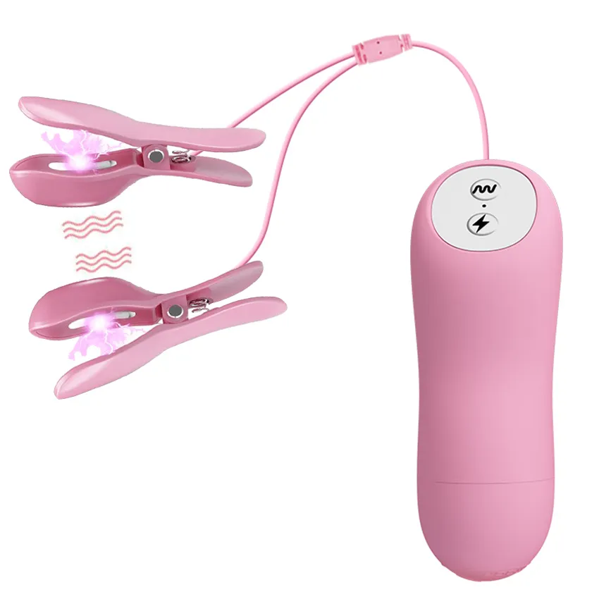 SM choc électrique mamelon chatte pinces vibrateur Massage du sein Clitoris lèvres Clip Stimulation BDSM sexy jouet pour femmes hommes