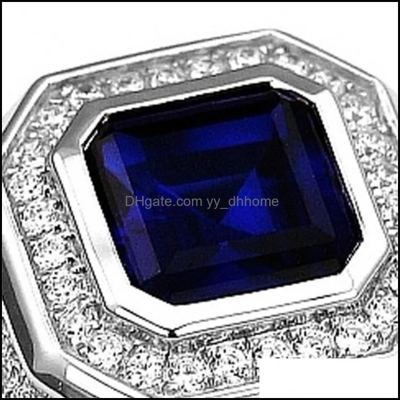 Highend Luxury Fashion Men`s Jewlry Sapphire White Gold Filled Ring America and Europe  Engagement Ring Size 7-15 631 Q2