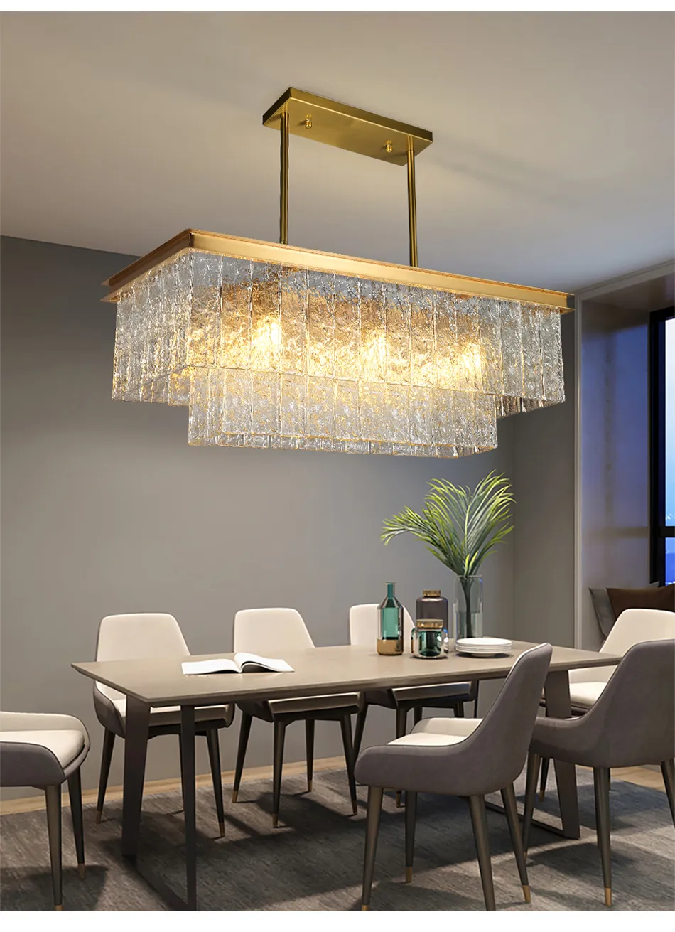 Clear Glass LED -ljuskrona Modern lyxbelysningsarmaturer Kreativa mönster hängande lampor för matsal vardagsrumskök