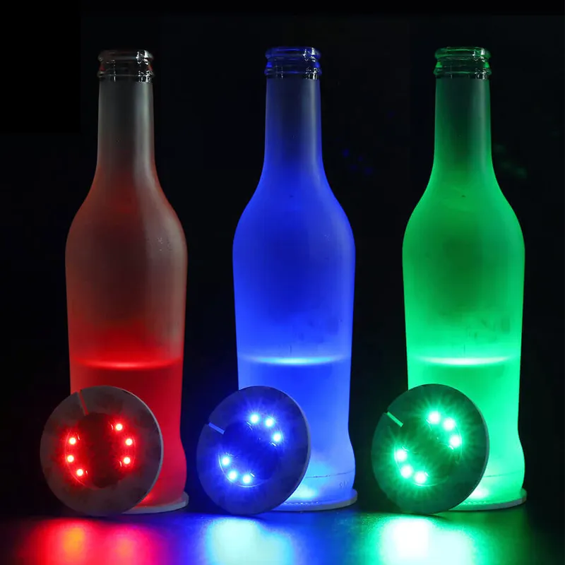 Coasters de montanha-russa LED 6cm 4-6 LEDs garrafas leves Glorifier LEDs Adesivos de montanha-russa Flash acende x￭caras perfeitas para festas de maconha bar