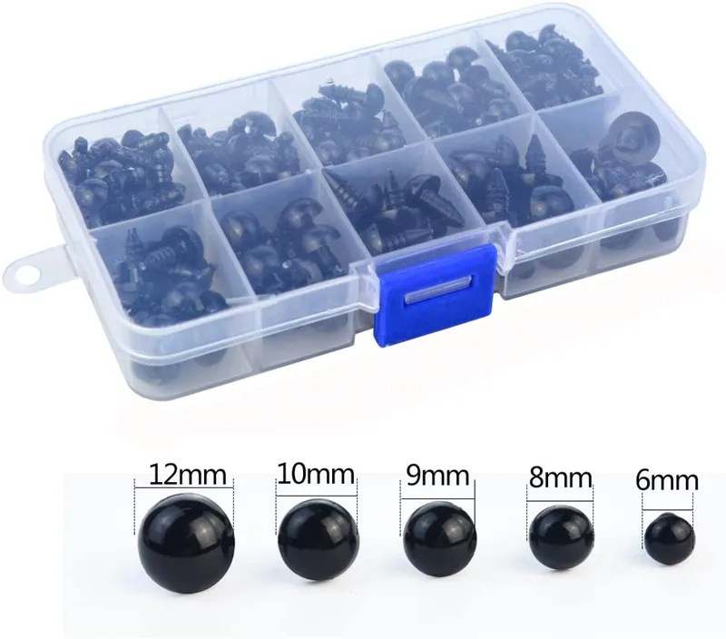 Acquista 100 occhi di sicurezza in plastica da 8-20 mm per bambola orsacchiotto, burattino animale, fai da te in Italia a partire da 2.86