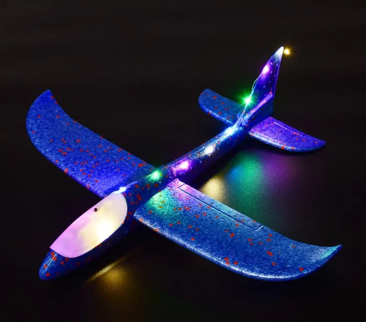 Autre LED Éclairage 48cm Grand EVA Mousse Avion Jouet Main Lancer Vol Planeur Avion DIY Modèle Lancer Rond-Point Avion Enfant Cadeaux