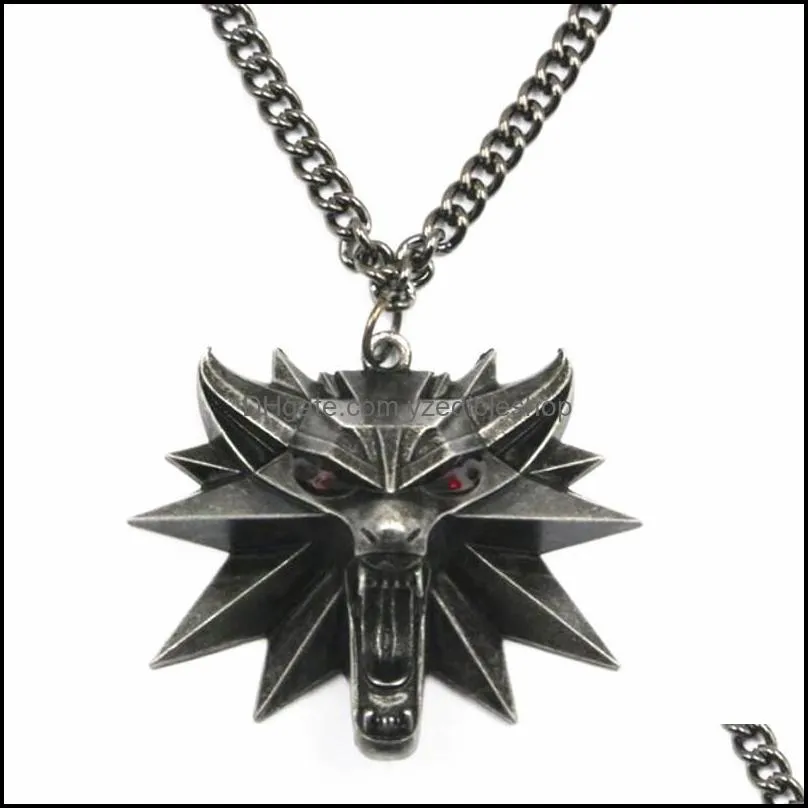 pendant necklaces wizard wild hunting game necklace animal metal chain wolf fashion