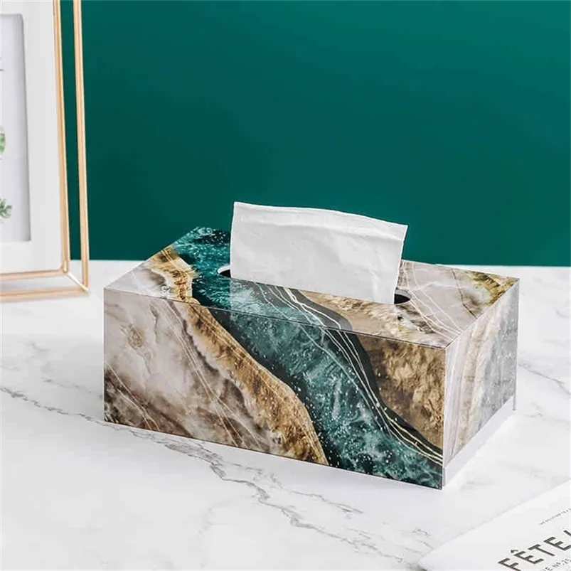 Creative Container Wooden Tissue Box Holder Organizer Creative Storage Napkin Tissue Boxes Paper Servilletero Wipes Case BW50ZJ 210326