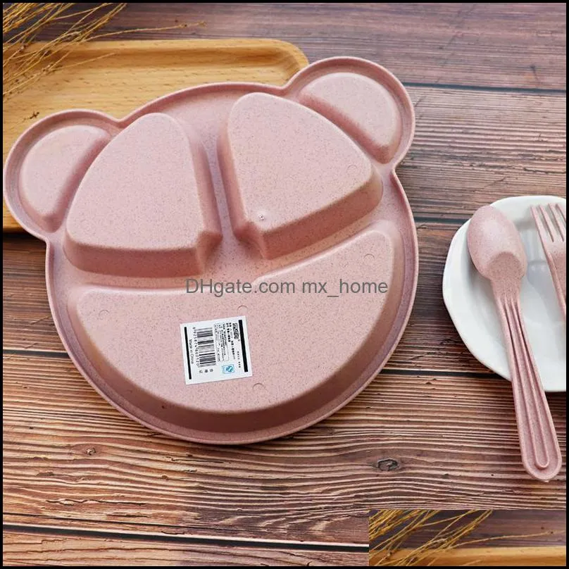 cartoon baby kids tableware set feeding food plate dishes bowl set with spoon fork eco-friendly tableware plates 860 v2