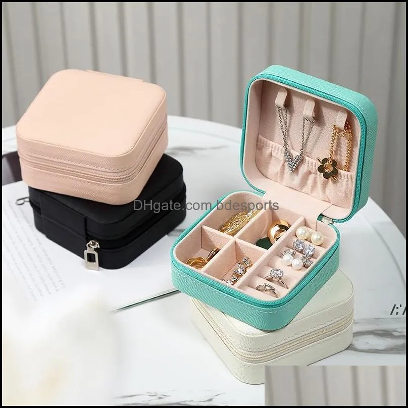 Förvaringslådor BINS HEMorganisation Housekee Garden Portable Jewely Box Ring Earring Organizer Lätt att bära PU -logotyp Anpassad RRA12505 DRO