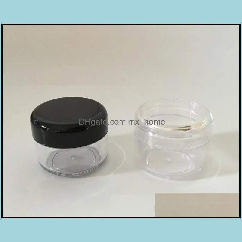 Drop shipping 30g 30ml/1oz Refillable Plastic Screw Cap Lid with Clear Base Empty Cosmetic Jar for Nail Powder Bottle Eye Shadow