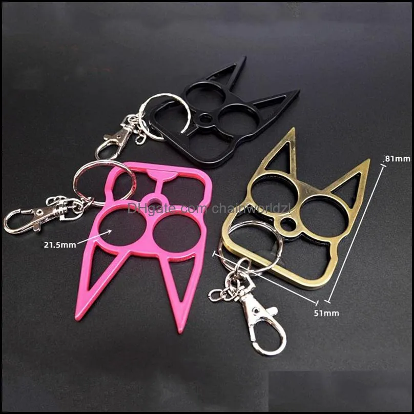 new cat keychain ring buckle self defense key chain toy model outdoor tool fashion christmas gift animal design charm keyrings holder