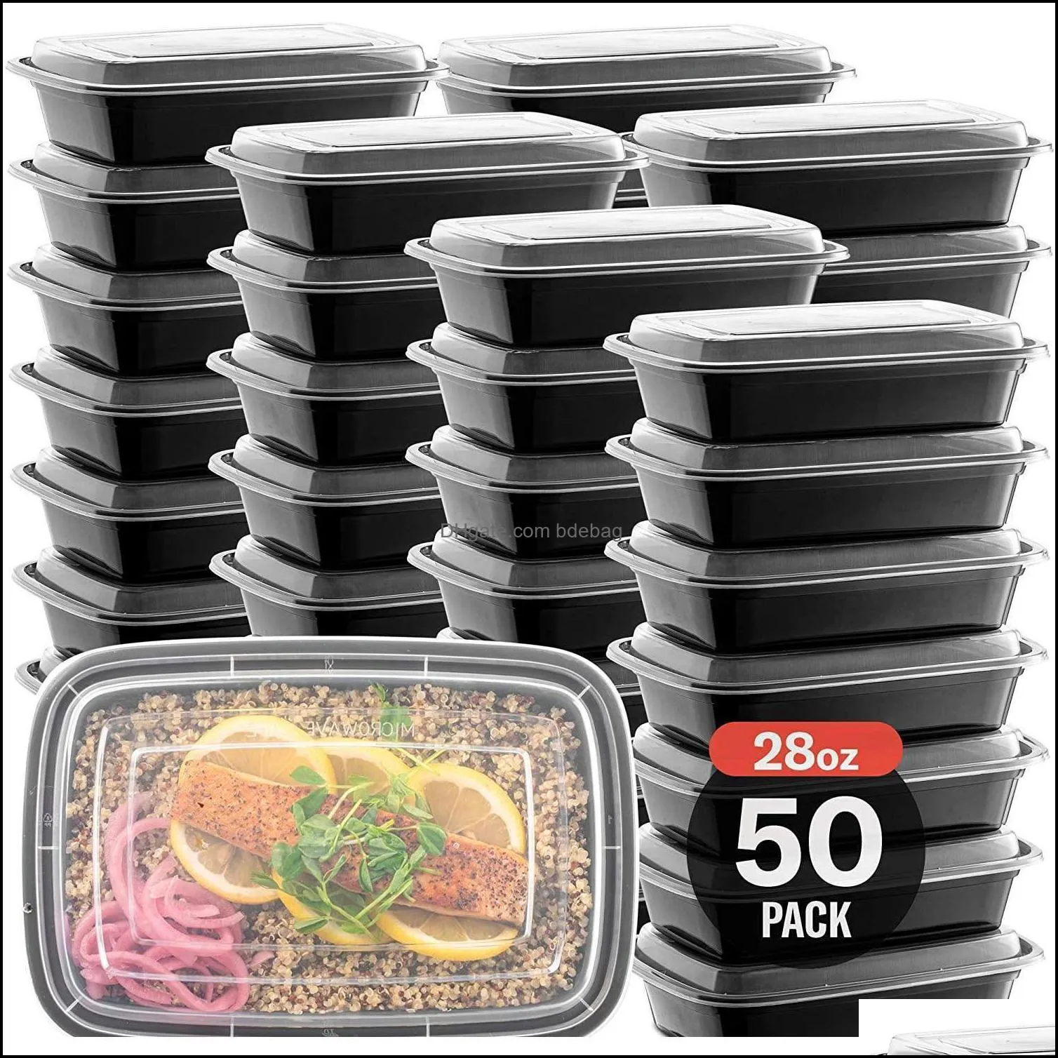 Boîte à lunch jetable avec couvercle Vaisselle jetable Préparation de repas 750 ml Conteneur de nourriture à emporter en plastique Micro-ondes Ft7J Drop Delivery 2021 Kitche