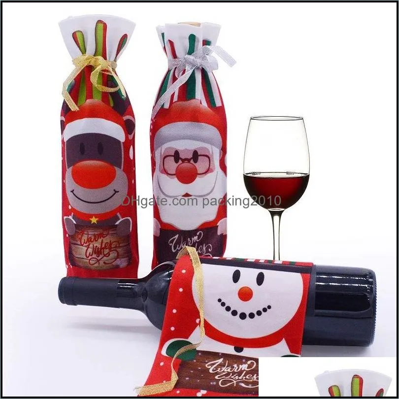 Decoration Red Wines Packaging Pouch Multi Color Snowman Deer Christmas Wine Bottle Cover Dust Bag Party Table 4jl C R