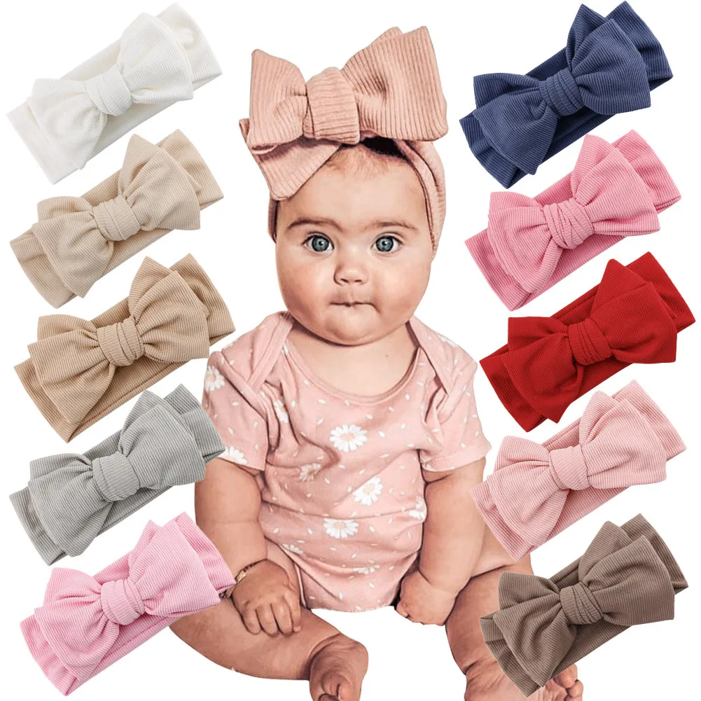 Fasce per capelli a costine per bambini Fasce elastiche per capelli Accessori per ragazze Infant Knotbow Head wraps Newborn Soft Turban