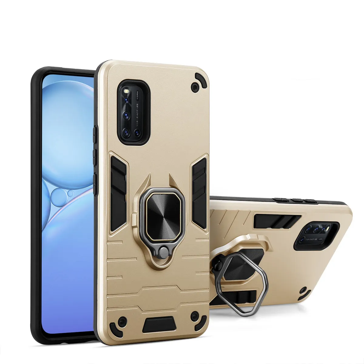 Phone Cases For Samsung NOTE 3 4 5 9 10 S11 S20 A02 A32 A52 A72 A42 With Rotatable Kickstand Bracket Magnetic Function Shockproof Bumper Built-in Camera Protection Cover