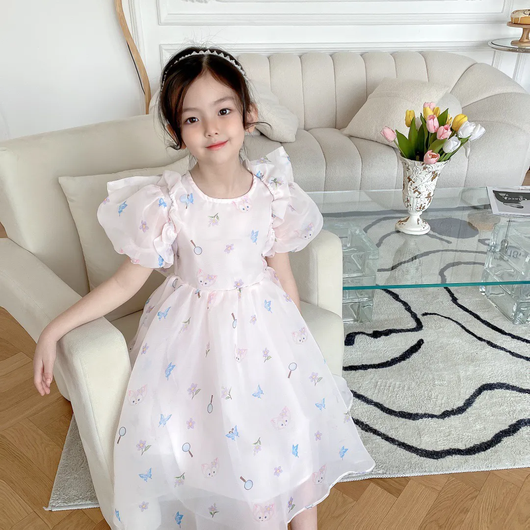 Summer Baby Girls Pink Dresses Kids Girl Big bow Dress Children Birthday party Clothing