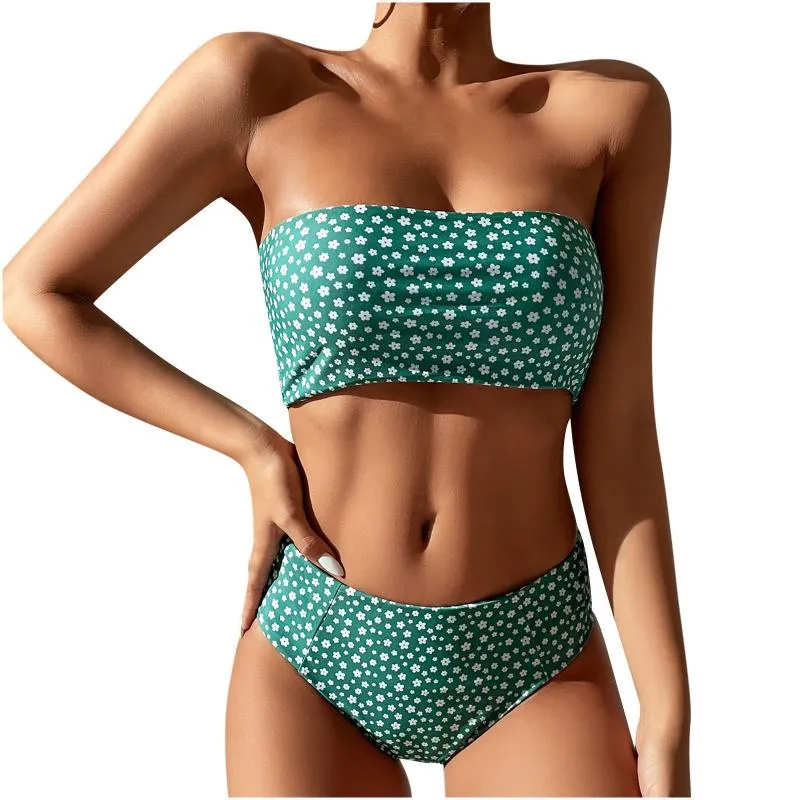 Women's Swimwear Ladies Fashion Bikini Set Split Printing Two Piece Sexy Push-Up Pad Beachwear Beach Bathing SuitsWomen's