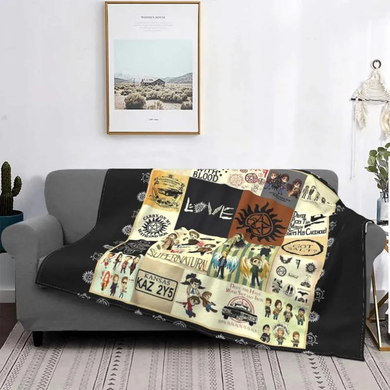 Filtar Supernatural 15 säsonger Filtar Beddrage Bed Plaid Throw Picnic 220x240