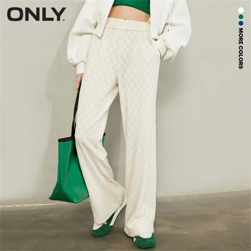 ONLY Spring Simple Damier Texture Daim Jambe Large Pantalon Décontracté Femmes 122114053 220726