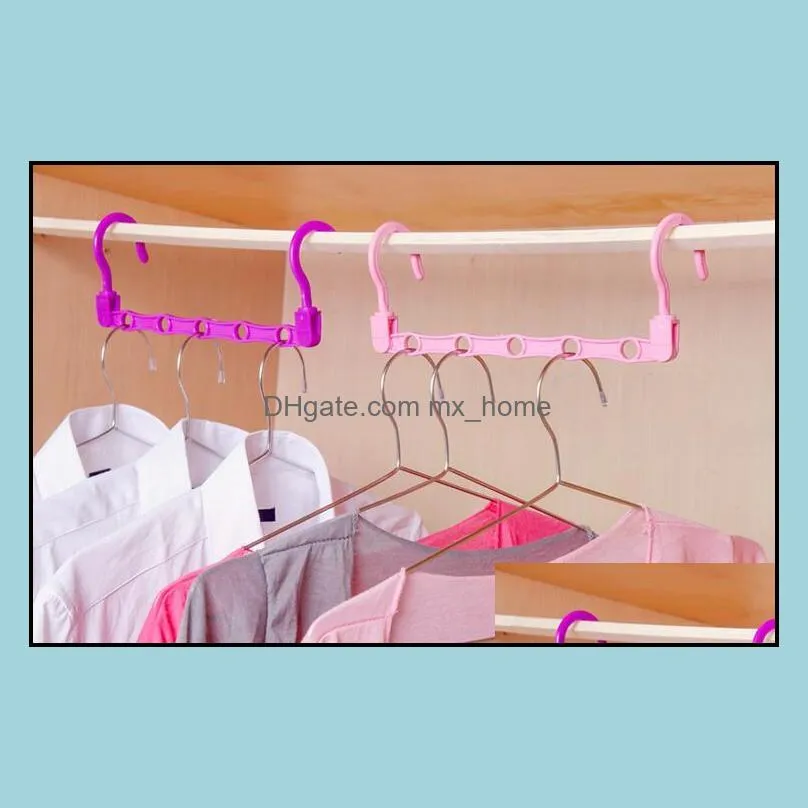 Space Saver Plastic Clothes Hook Rack Holder Magic Clothes Hangers Closet Organizer Hooks Racks Random Color