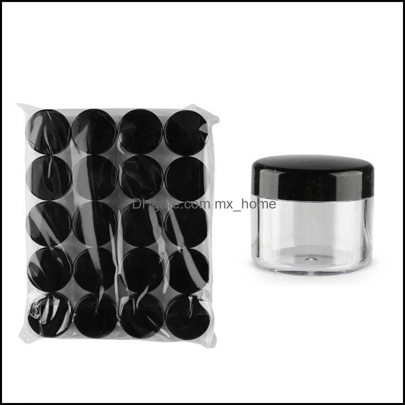 Cosmetic Containers Sample Jars with Black Lids Plastic Makeup Sample Containers BPA free Pot Jars 3g 5g 10g 15g 20 Gram