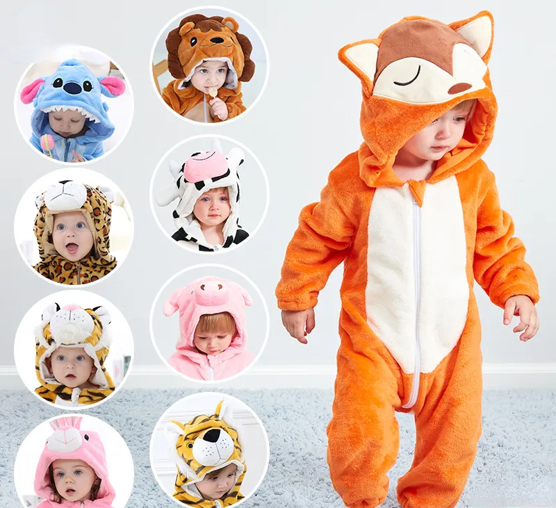 Tutine per animali per bambini Autunno caldo Cute Animal Shape Tuta per bambini Spring Soft Skin Friendly Vestiti per bambini in flanella