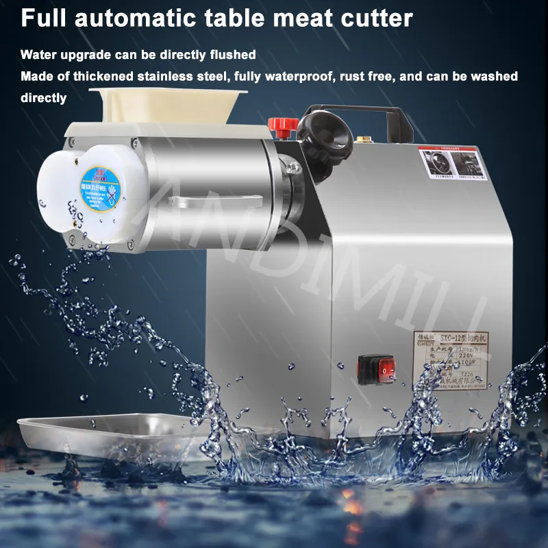 Automatisk köttskärare Pork Beef Ritning och skivmaskin Rostfritt stål Vegetabilisk kommersiell köttskivare