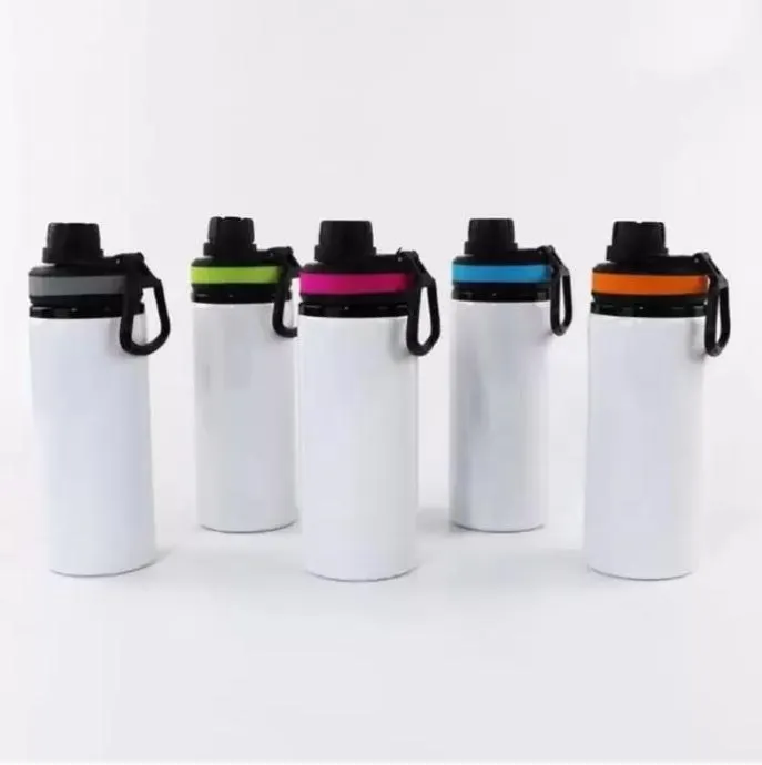 Drinkware Sublimation Aluminum Blanks Water Bottles 600ML Heat Resistant Kettle Sports Cups White Cover Cup With Handle by seaT2I50476