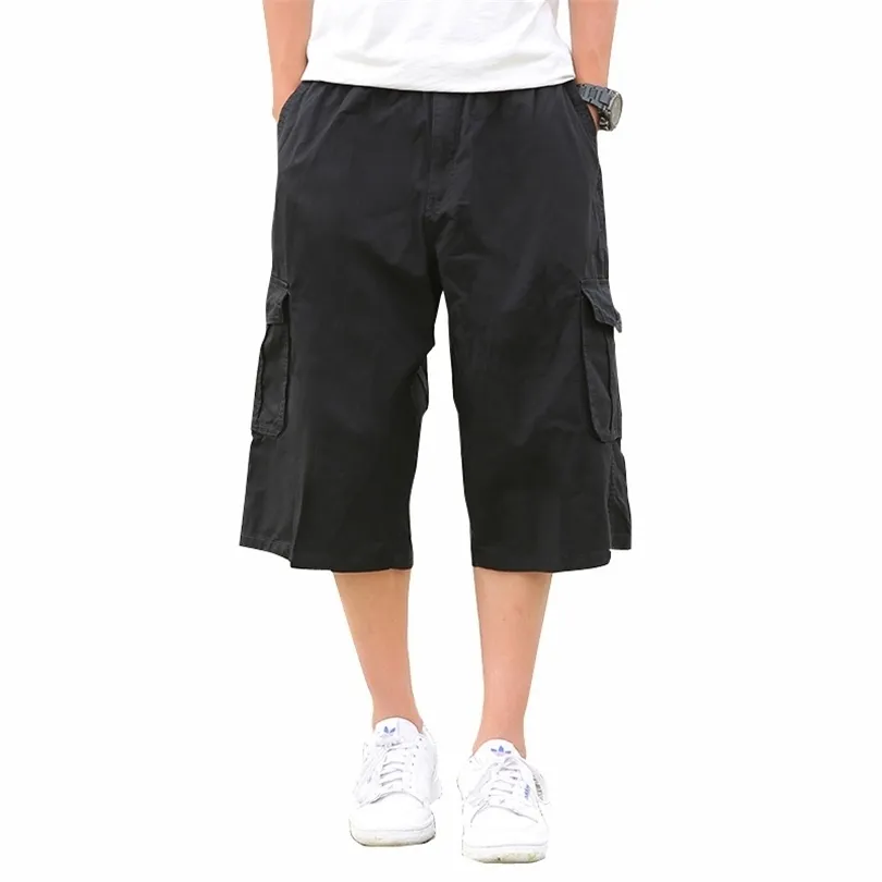 Militärstil Summer Men baggy MultiCocke Cargo Pants Cotton Black Cargo Trousers 4XL 5XL 6XL 210412