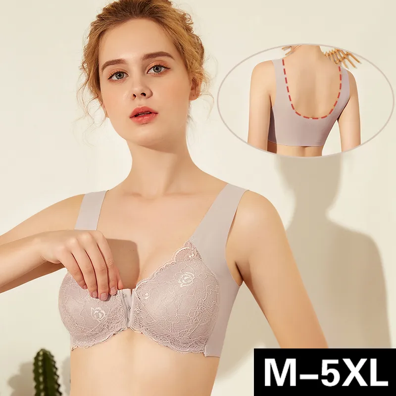 Sexy Front Closure Bralette Lace Plus Size Bra Push Up Underwear Crop Top  M5XL Seamless Brassiere Female Lingerie 220712 From 10,56 €