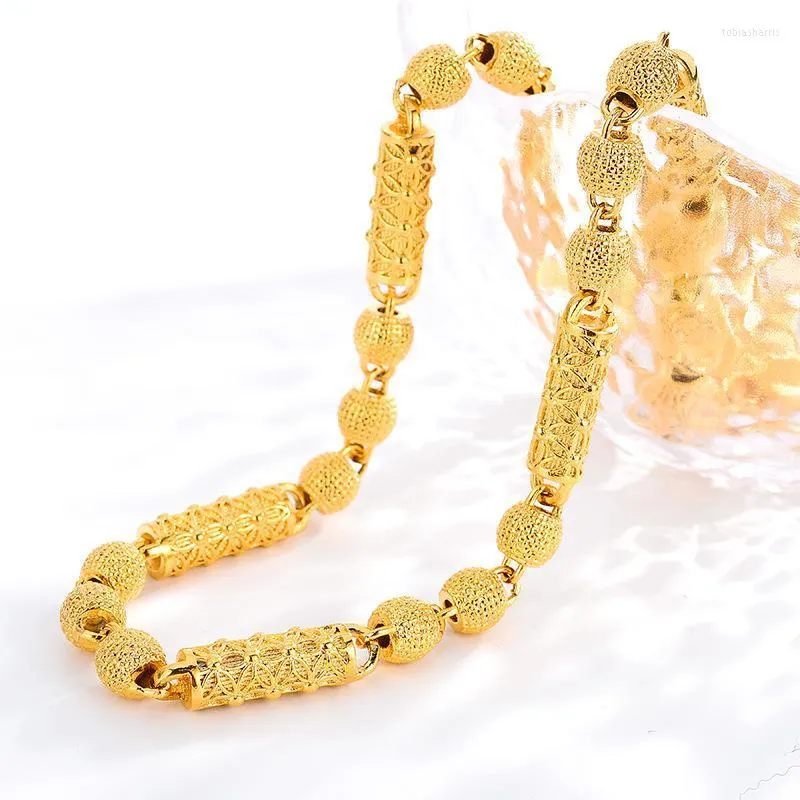 Chains Exquisite Geometric Beaded Necklace 14K Gold Solid Buddha Beads Men's Necklaces No Chain For Man Birthday Gifts Fine Jewelry