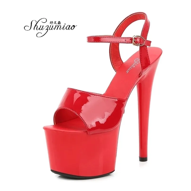 Pole Dance Shoes Stripper High Heels Women Sexy Show Shoes Sandals Party Club 13 15 17 cm Plattform Höghåriga Skor Bröllop 220406