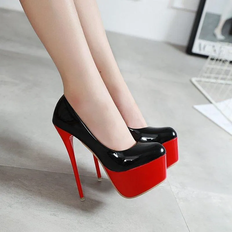 Thick discount red heels