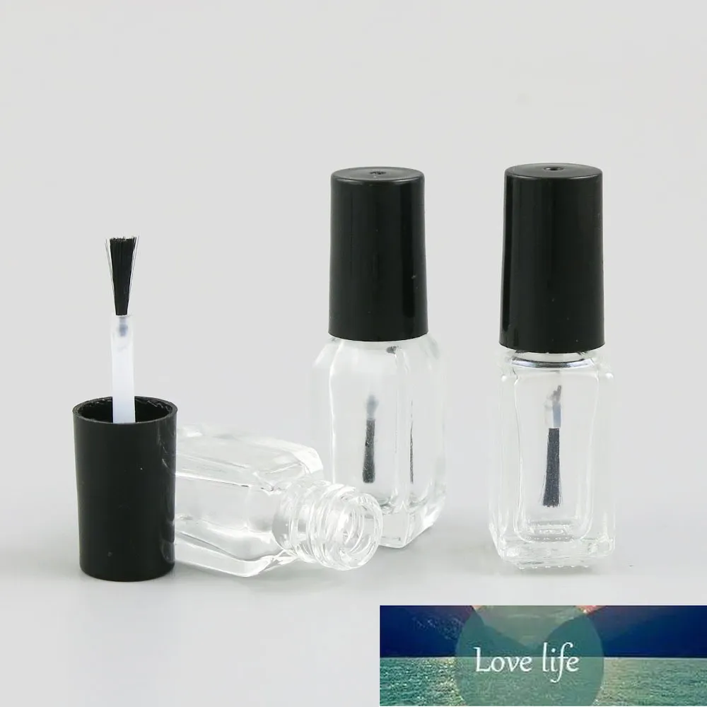 500 stks kleine 3 ml 4ml navulbare lege vierkante glazen nagellakfles met zwarte borstel cap nagel kunst container