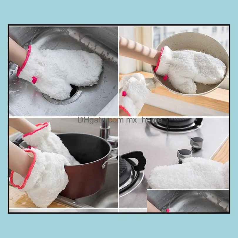 non-stick oil dish washing glove kitchen cleaning brush bowl waterproof soft solid gloves household supplies wll25