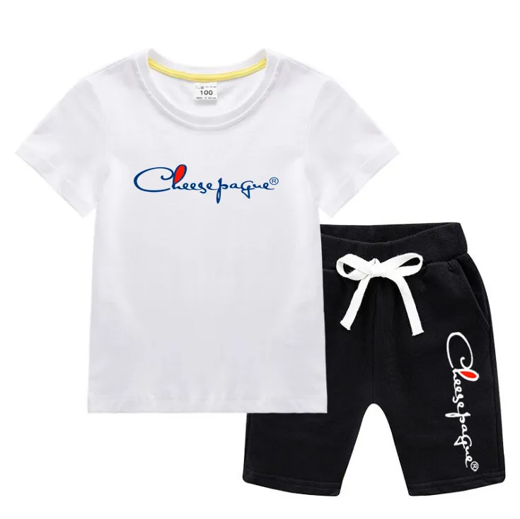 Kids Boys Girl Summer Clothes Outfits Toddler Solid Clothing Sets Cotton Pullover T-shirt Pants Essentials Crewneck Playwear Tracksuit Suits