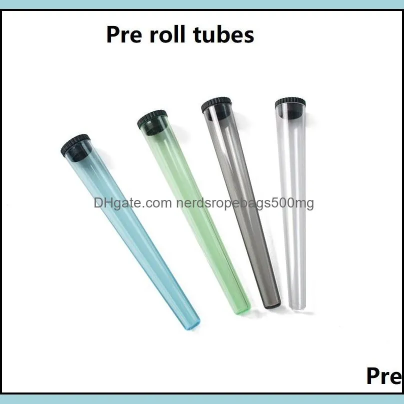 110mm pre roll packaging plastic conical preroll doob tube joint holder smoking cones clear with white lid Hand Cigarette Maker