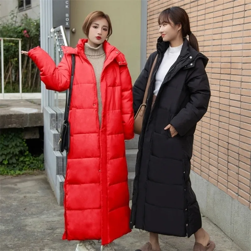 Płaszcz zimowy płaszcz Kobiety Xlong z kapturem ciepłe parkas gruba kurtka żeńska snow noszenie marca plus size 3xl Orwindny 201210