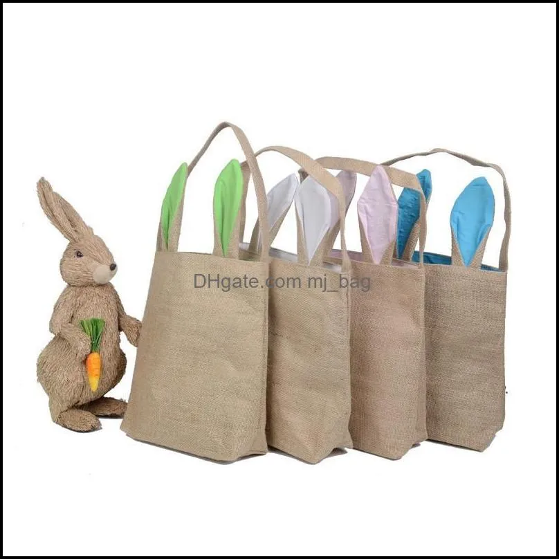 Gift Wrap Event Party Supplies Festive Home Garden Burrap Easter Basket With Bunny Ears Söt väska Rabbit Put Eggs 7 Colors WQ516 Drop Deliv