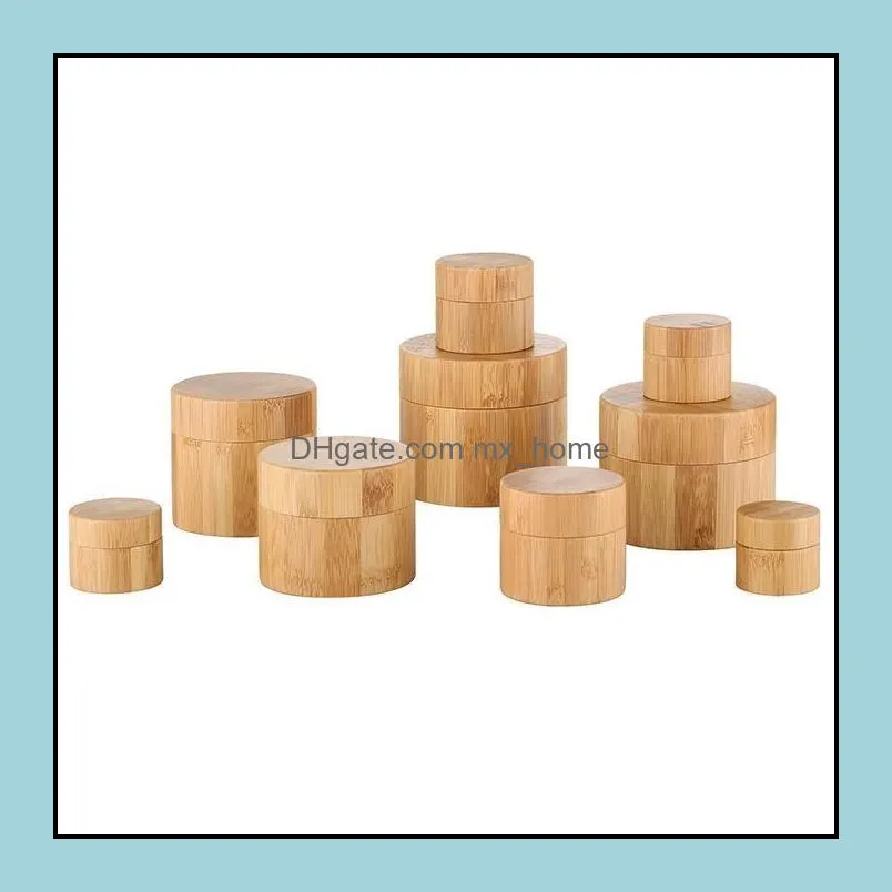 Big size 150g 200g 250g Natural Bamboo Cosmetic Cream Round Bottles with White inner PP Used for Face Hand Body creams