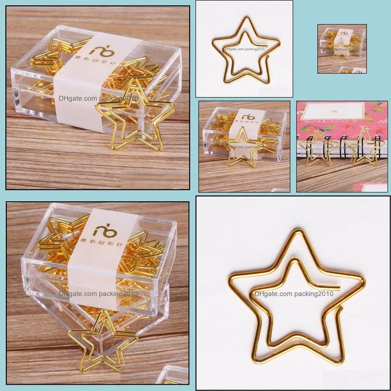 lovely star metal golden colour paper clips pry bookmark creative cute safety paperclip school office supplies