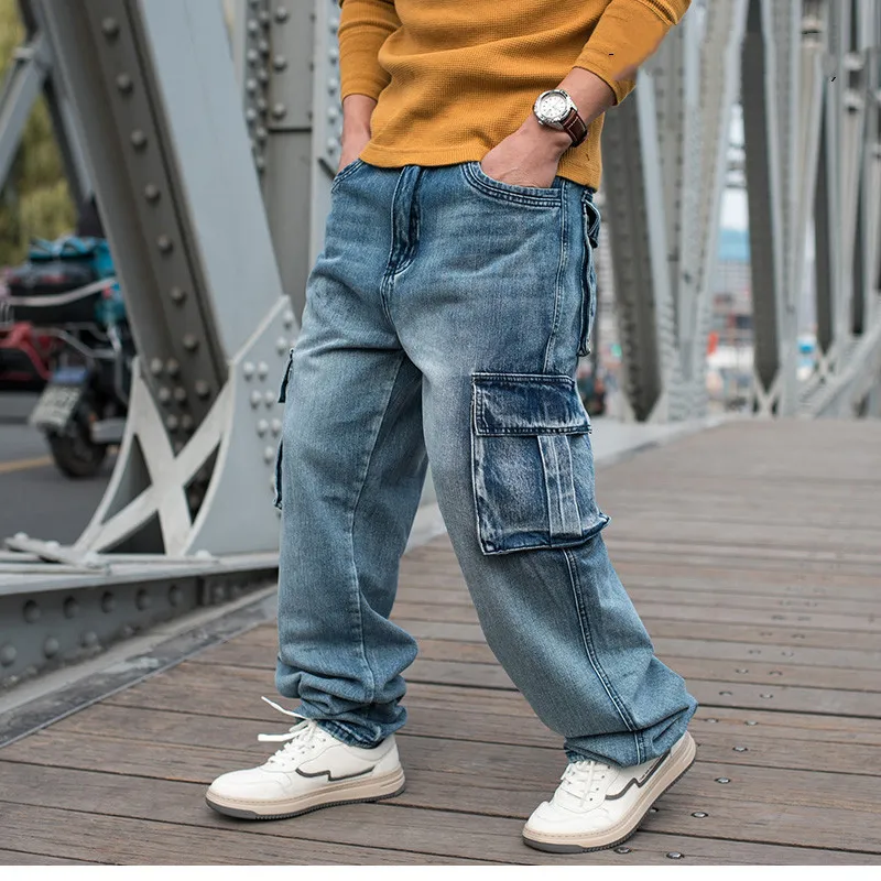 Buy Men's Hip Hop Blue Baggy Cargo Jeans Online