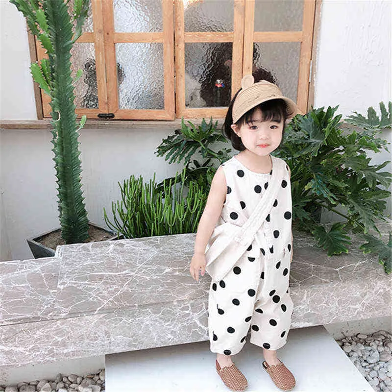 Girls' jumpsuit wave point cute summer pants new children's clothing baby girl clothes G220521