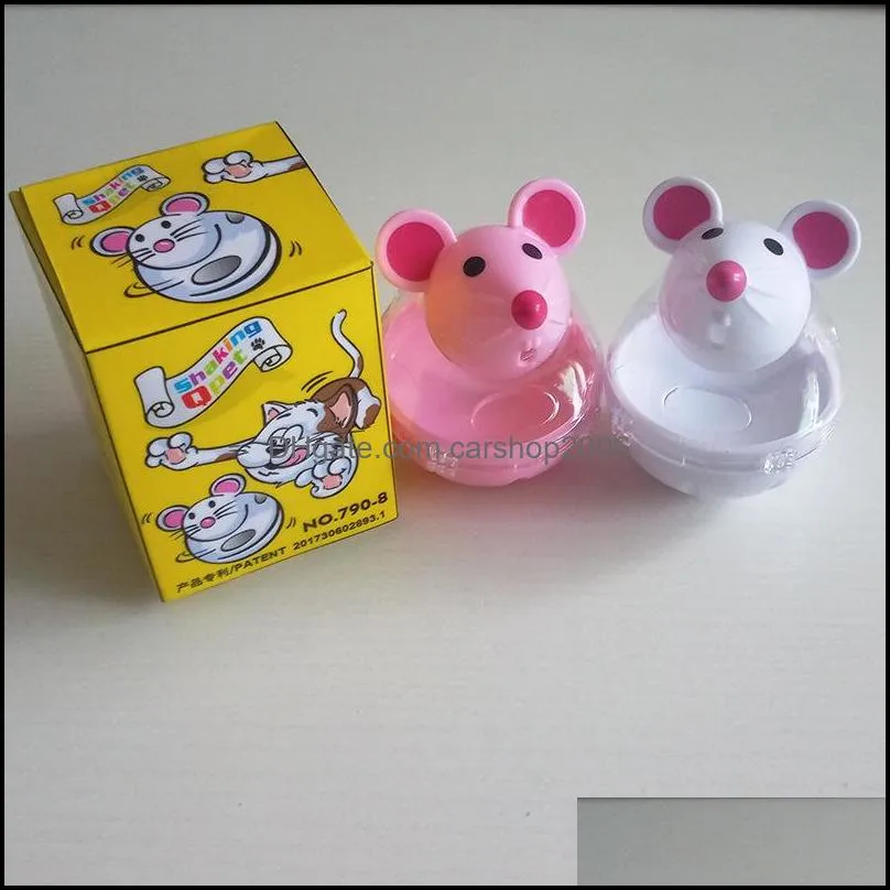 cute little mouse type food leakage tumbler feeder ball interactive cat toy for mice cat-food feeding pet toys