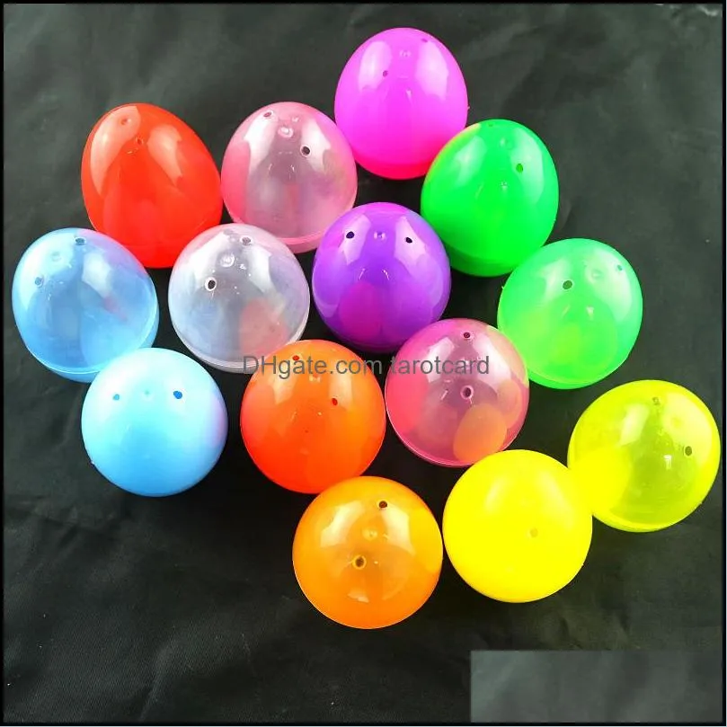 6.5*4.8cm Colorful Easter Eggs DIY Decoration For Kids Plastic Transparent Easter Egg Gift Free Shipping ZA3996