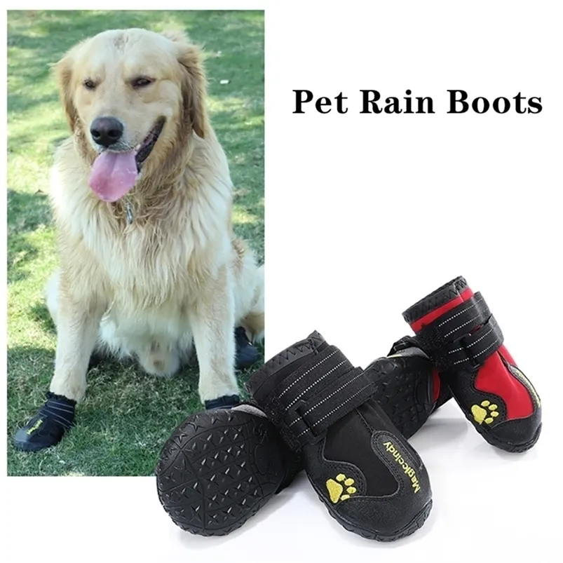 4 Pcs Dog Waterproof Shoes Socks Winter Wear Resistant Rain Boots Non Slip Anti Skid Pet for Medium Large s Pitbull LJ200923