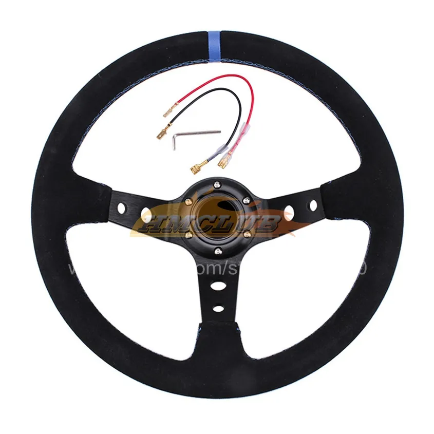 Volante De Carreras De Ante Negro Para MOMO, Volante De 14 Pulgadas