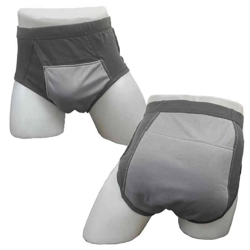 Men's Washable Incontinence Shorts Open Underwear Adults Patient Reusable Breathable Pant Diapers for Adults prostate 500ml T220816